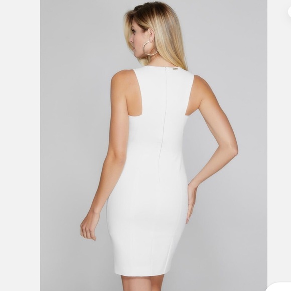 MARCIANO White Dress with Bottom Slits & Mesh Front Detail - Picture 10 of 10